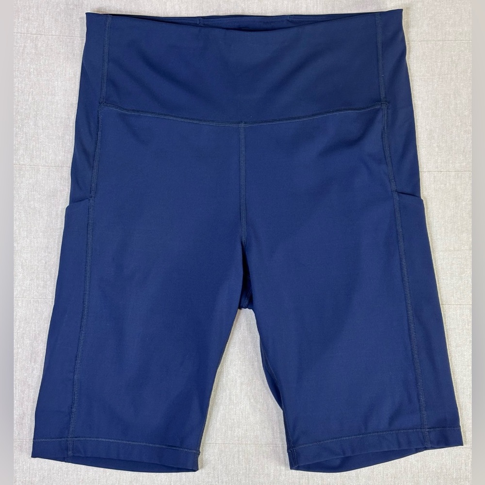 Athleta Ultimate Stash Biker Shorts Navy High Rise Pocket 9” Sculpting